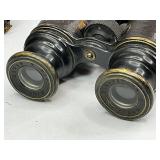 Antique Leather Wrapped Field Bioculars with Case