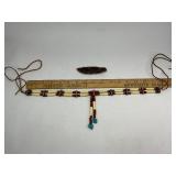 Native American Bone Choker Necklace with Red Accent Beads, and Turquoise Stones + Flint Stone Blade