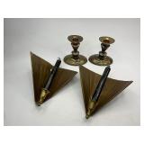Brass Candlestick Wall Sconces and Candlestick Holders