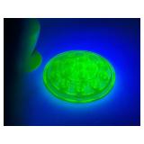Uranium Glass Flower Frog and Vase