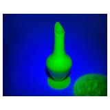 Uranium Glass Flower Frog and Vase