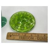 Uranium Glass Flower Frog and Vase
