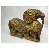 Antique India Gilt Wooden Carved Ram Sculpture