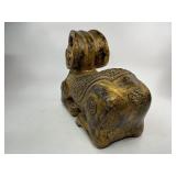 Antique India Gilt Wooden Carved Ram Sculpture