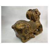 Antique India Gilt Wooden Carved Ram Sculpture