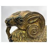 Antique India Gilt Wooden Carved Ram Sculpture