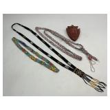 Native American Beadwork Necklaces and Pipestone Minn. Carved Arrowhead