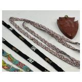 Native American Beadwork Necklaces and Pipestone Minn. Carved Arrowhead