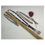 Native American Beadwork Necklaces and Pipestone Minn. Carved Arrowhead