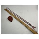 Native American Beadwork Necklaces and Pipestone Minn. Carved Arrowhead