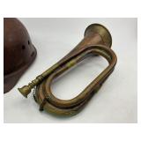 Military Style Brass Bugle and MSA Hard Hat