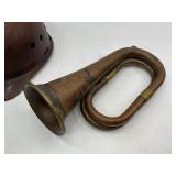 Military Style Brass Bugle and MSA Hard Hat