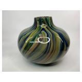 Murano Style Swirled Glass Vase - Heavy
