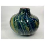 Murano Style Swirled Glass Vase - Heavy