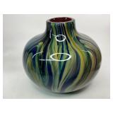 Murano Style Swirled Glass Vase - Heavy
