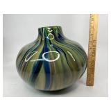 Murano Style Swirled Glass Vase - Heavy