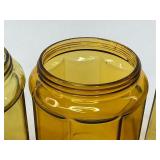 Three Antique Amber Glass Tobacco Jars