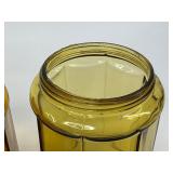 Three Antique Amber Glass Tobacco Jars