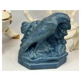 Ceramic Figure Lot - Rookwood Raven Bookend, Dancer Kreiss & Co., Blackamoor -Japan , Trojan Horse