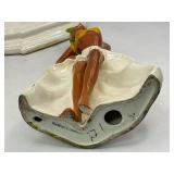 Ceramic Figure Lot - Rookwood Raven Bookend, Dancer Kreiss & Co., Blackamoor -Japan , Trojan Horse