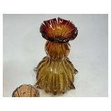 Art Glass Lot - Imperial, Fenton, Degenhart Toothpick Holders, Indiana Candy Dish, Heavy Glass Vase, and Votive