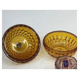 Art Glass Lot - Imperial, Fenton, Degenhart Toothpick Holders, Indiana Candy Dish, Heavy Glass Vase, and Votive