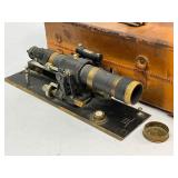 Antique Keuffel & Esser Co. Plane Table Alidade Surveying Telescope with Box + Brass Alidade Compass & Dip Needle Compass