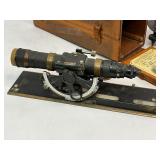 Antique Keuffel & Esser Co. Plane Table Alidade Surveying Telescope with Box + Brass Alidade Compass & Dip Needle Compass