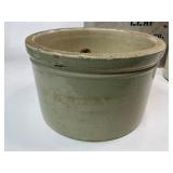Cloverleaf Milk Box with Four Stoneware Butter Crocks