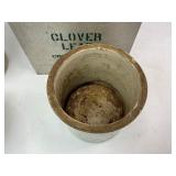 Cloverleaf Milk Box with Four Stoneware Butter Crocks