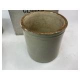 Cloverleaf Milk Box with Four Stoneware Butter Crocks