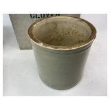 Cloverleaf Milk Box with Four Stoneware Butter Crocks
