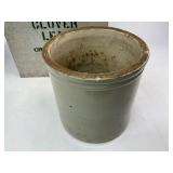 Cloverleaf Milk Box with Four Stoneware Butter Crocks