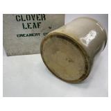 Cloverleaf Milk Box with Four Stoneware Butter Crocks