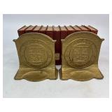 The University of Minnesota Cast Iron Bookends with 1931 Encyclopedia Books