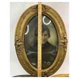 Three Antique Oval Convex Glass Portrait Pictures