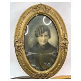 Three Antique Oval Convex Glass Portrait Pictures