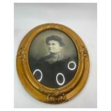 Three Antique Oval Convex Glass Portrait Pictures