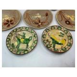 Mid Century Tonala Leaping Gazelle Pottery + Romanian Folk Art Plates