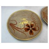 Mid Century Tonala Leaping Gazelle Pottery + Romanian Folk Art Plates