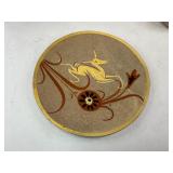 Mid Century Tonala Leaping Gazelle Pottery + Romanian Folk Art Plates