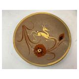 Mid Century Tonala Leaping Gazelle Pottery + Romanian Folk Art Plates