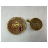 Mid Century Tonala Leaping Gazelle Pottery + Romanian Folk Art Plates