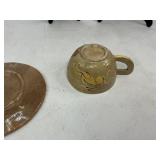 Mid Century Tonala Leaping Gazelle Pottery + Romanian Folk Art Plates