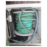 Garden Hose Reel Cabinet with Green Coil Hose - Outdoor Use