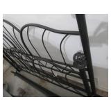 Bed Frame - Black Wrought Iron with Decorative Headboard & Footboard