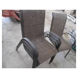 Stackable Outdoor Chairs - Brown Woven Fabric Seats, Metal Frames (Lot of 2)