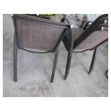 Stackable Outdoor Chairs - Brown Woven Fabric Seats, Metal Frames (Lot of 2)