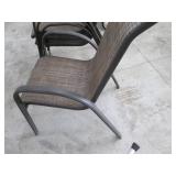 Stackable Outdoor Chairs - Brown Woven Fabric Seats, Metal Frames (Lot of 2)