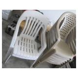 Beige Plastic Stacking Chairs with Armrests